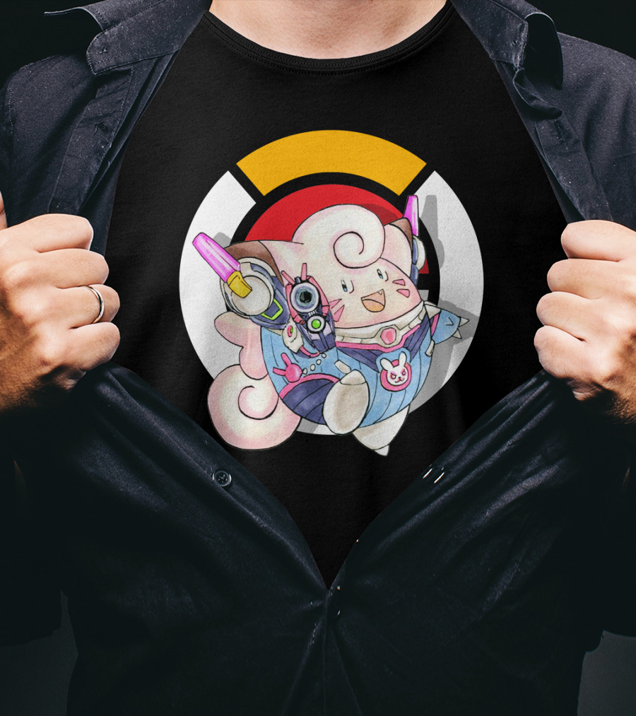 Pokemon Clefairy Overwatch D.va Crossover T-Shirt