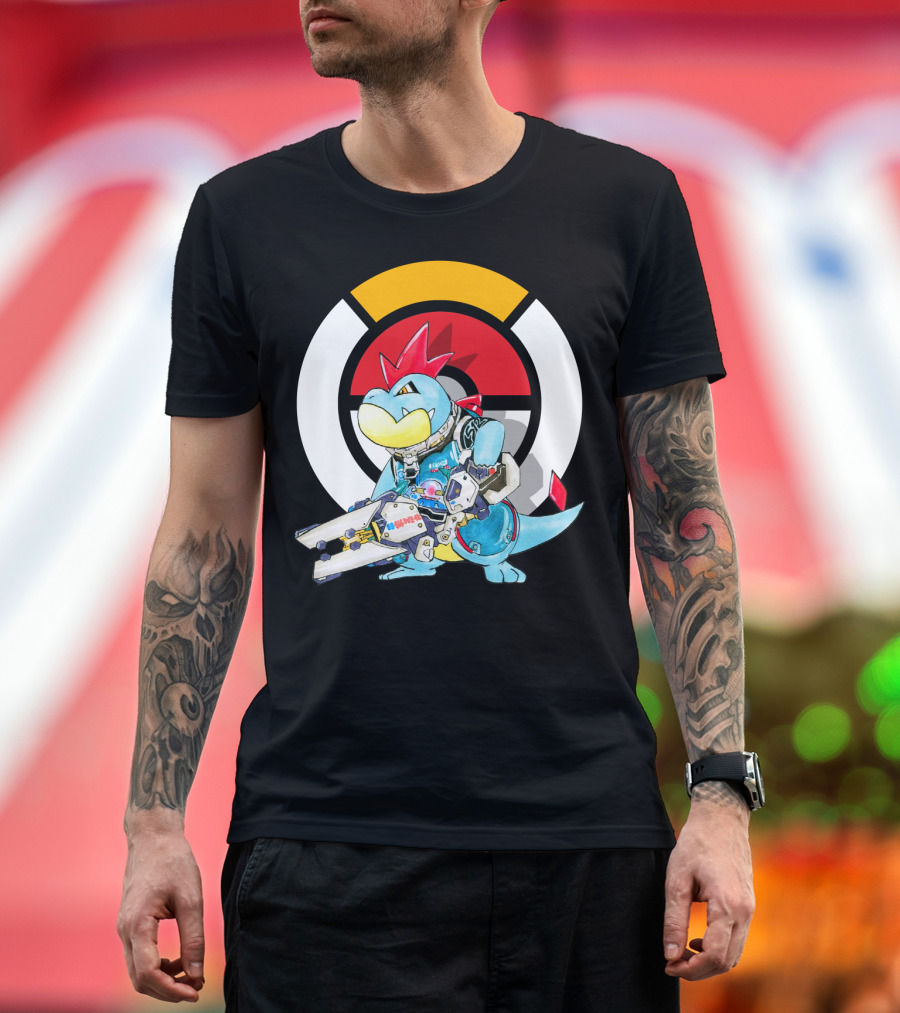 POKEMON CROCONAW ZARYA Crossover with Pokeball Background T-Shirt