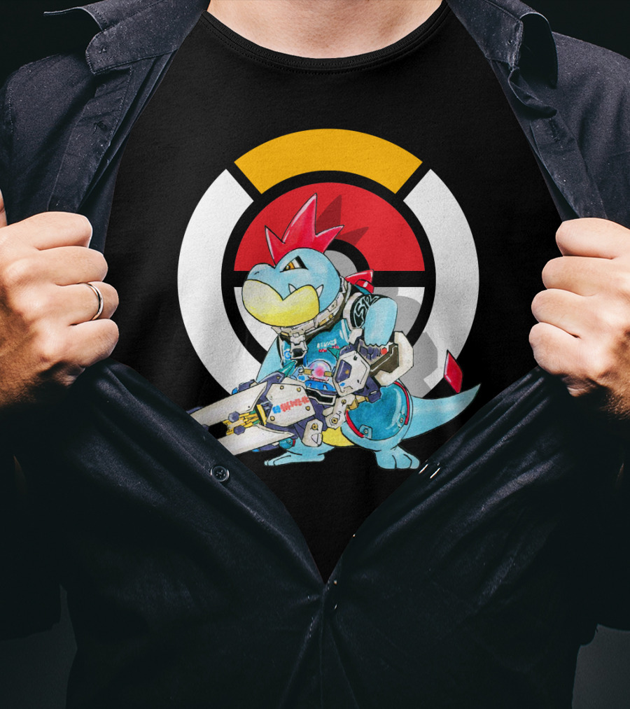 POKEMON CROCONAW ZARYA Crossover With Pokeball Background T-Shirt