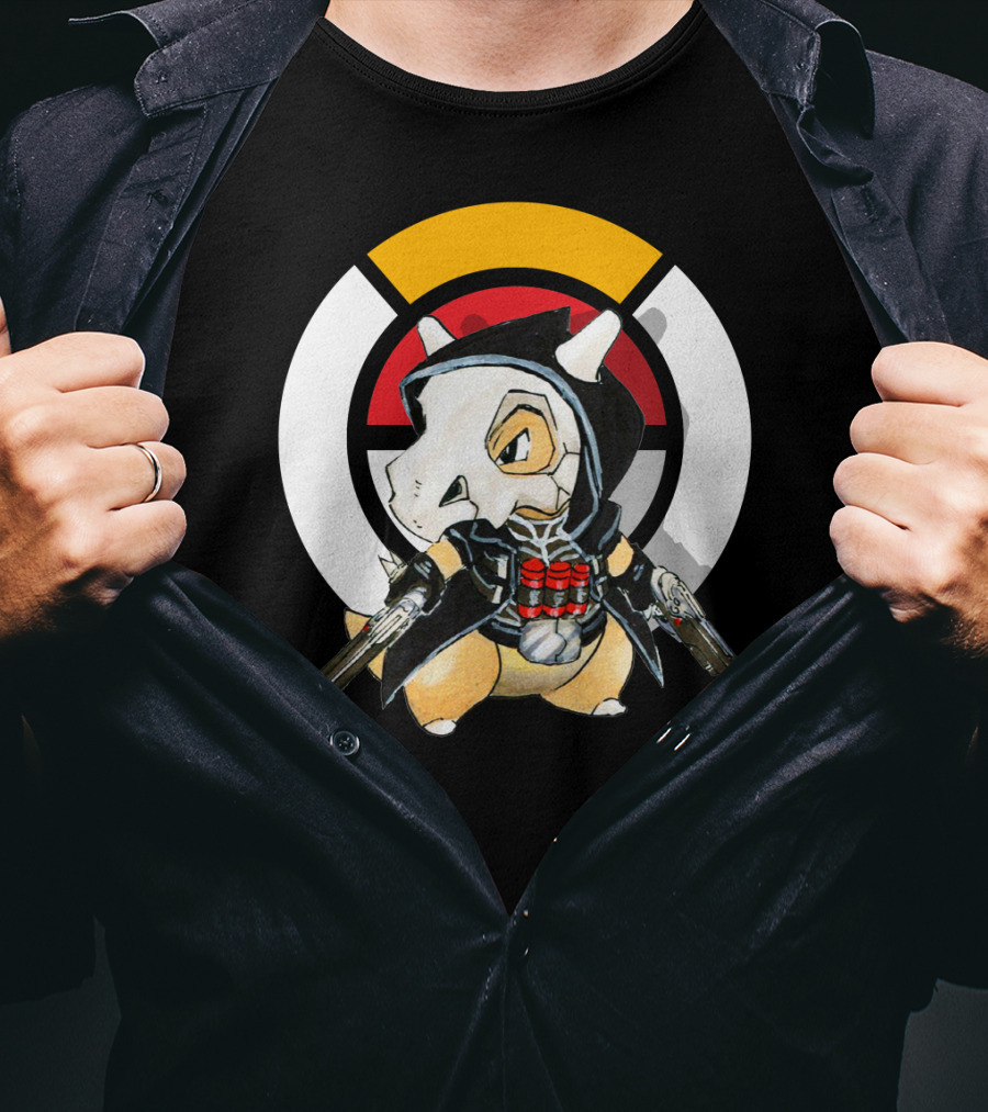 Pokemon X Over Cubone X Reaper Hood Dual Guns T-Shirt
