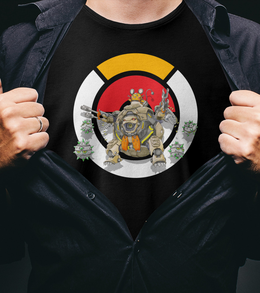 Pokemon X Over Dedenne X Hammond Logo Circle With Ferrothorn T-Shirt