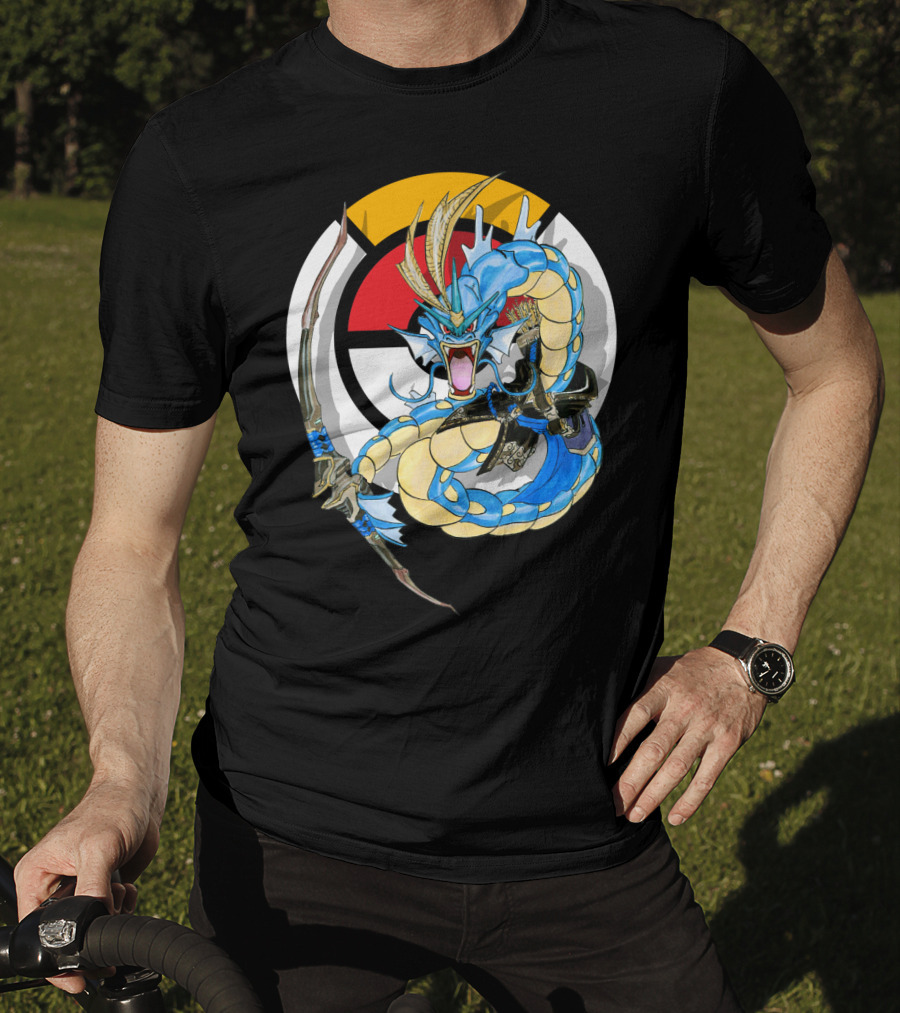 Pokemon Gyarados Hanzo Crossover Bow And Sword Mashup T-Shirt