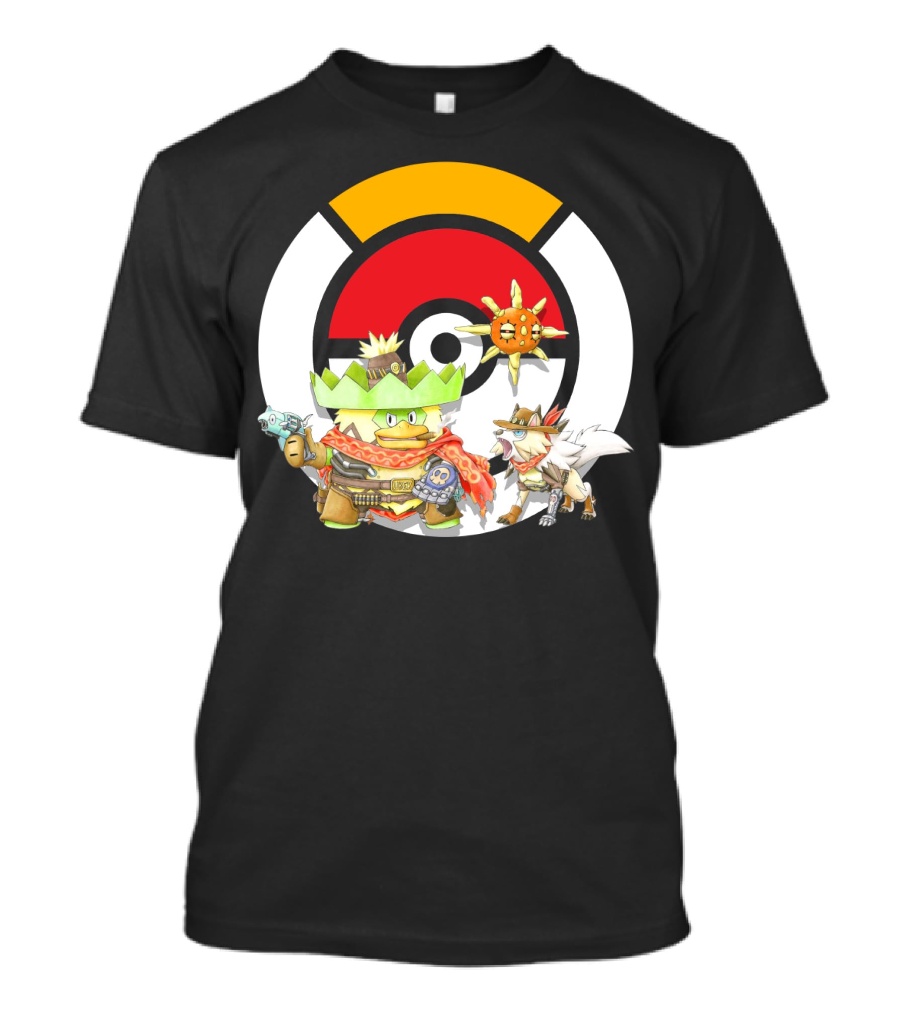 Pokemon X Overwatch Ludicolo Lycanroc Mccree Solrock Crossover T-Shirt