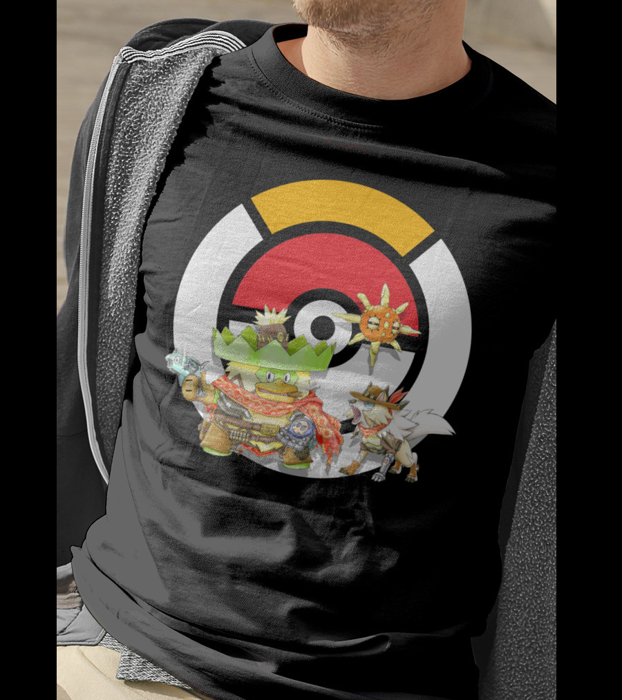 Pokemon X Overwatch Ludicolo Lycanroc Mccree Solrock Crossover T-Shirt