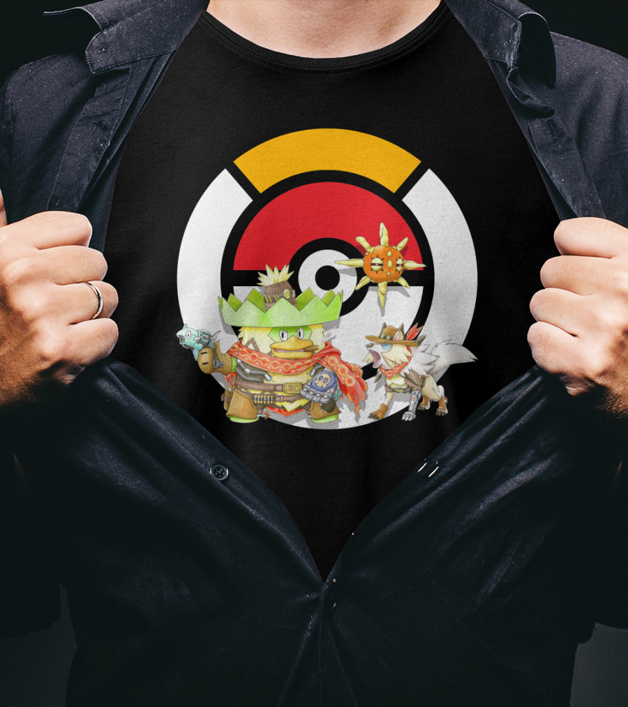Pokemon X Overwatch Ludicolo Lycanroc Mccree Solrock Crossover T-Shirt