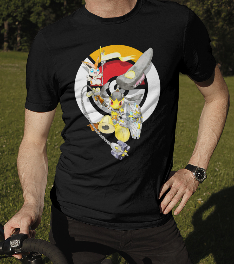 Pokemon Mawile Victini Fusion X Brigitte Crossover Battle Pose T-Shirt