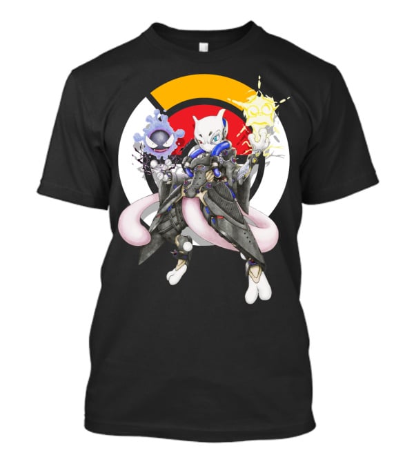 Pokemon Mewtwo X Moira Crossover With Overwatch Symbols And Gastly IN T-Shirt