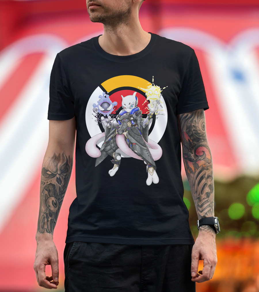 POKEMON MEWTWO X MOIRA CROSSOVER WITH OVERWATCH SYMBOLS AND GASTLY IN T-Shirt