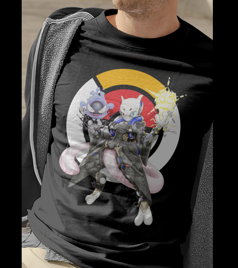 Pokemon Mewtwo X Moira Crossover With Overwatch Symbols And Gastly IN T-Shirt