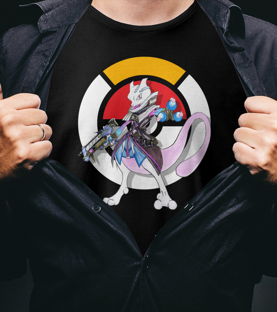 Pokemon X Overwatch Mewtwo X Sombra Icon Mashup T-Shirt