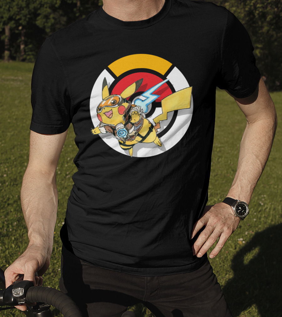 Pokemon X Overwatch Crossover Pikachu X Tracer T-Shirt