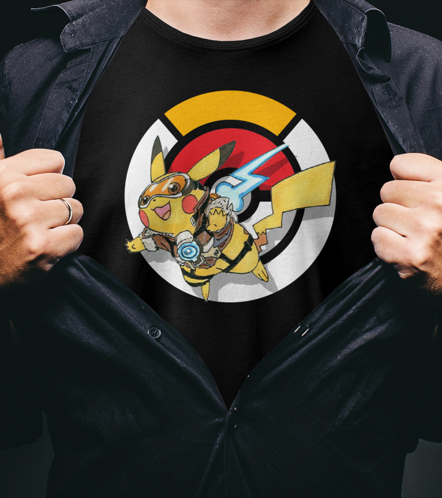 Pokemon X Overwatch Crossover Pikachu X Tracer T-Shirt