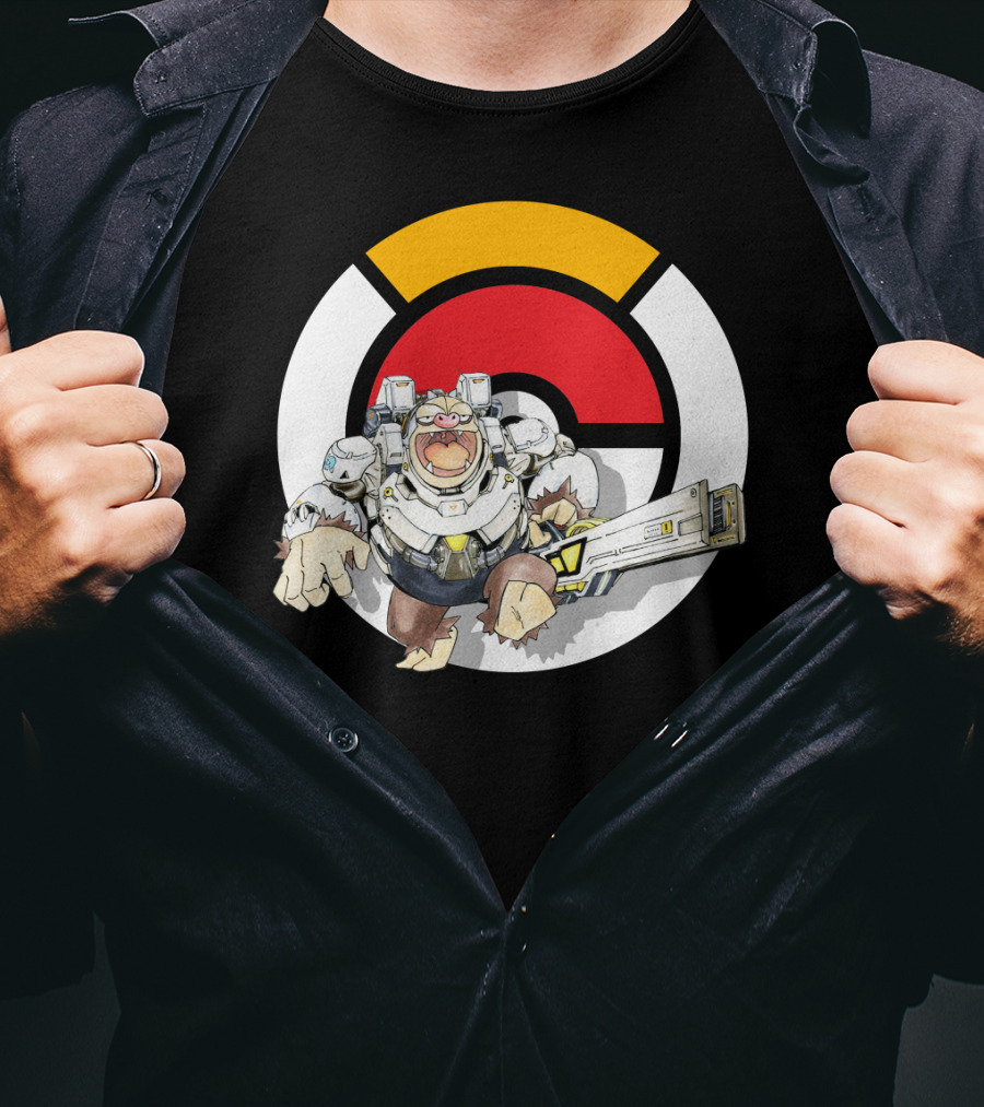 POKEMON X OVERWATCH SLAKING WINSTON Crossover T-Shirt