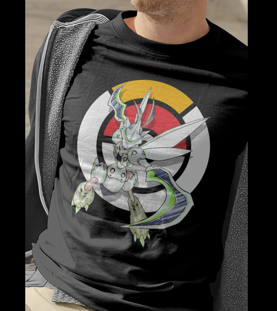 POKEMON X OVER SCYTHER X GENJI Logo Collaboration With Iconic Fusion Character T-Shirt