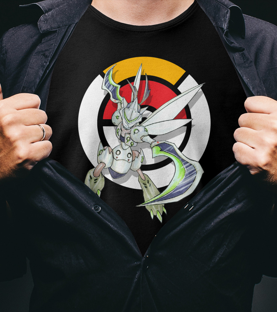 POKEMON X OVER SCYTHER X GENJI Logo Collaboration With Iconic Fusion Character T-Shirt