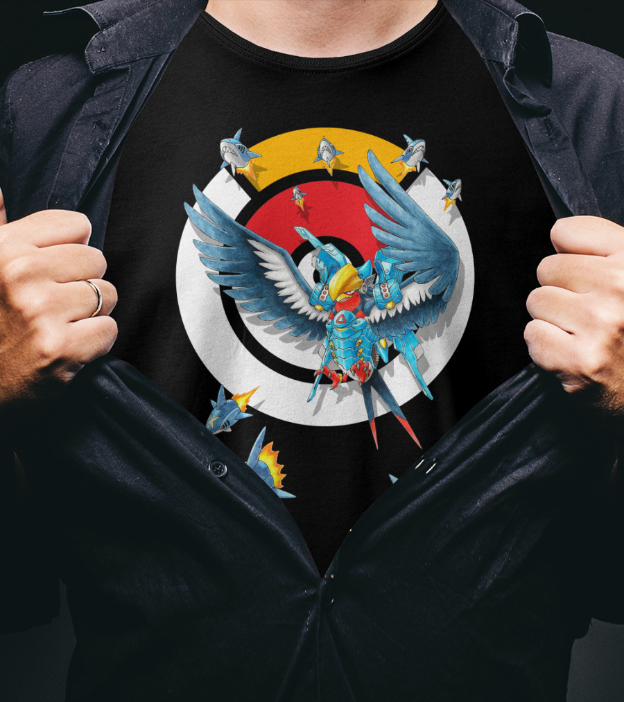 Pokemon Swellow Pharah Battle Symbols Sharks Circle T-Shirt