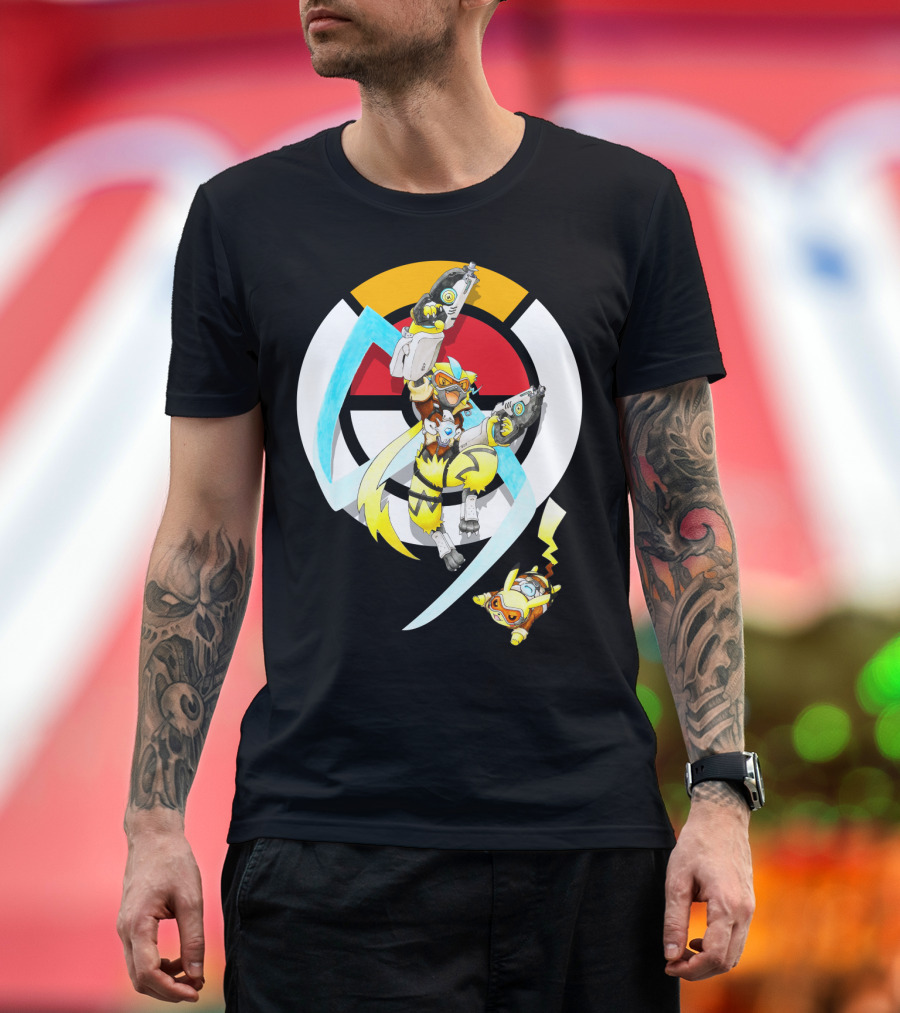 POKEMON X ZERAORA X PIKACHU OVERWATCH STYLE BATTLE T-Shirt