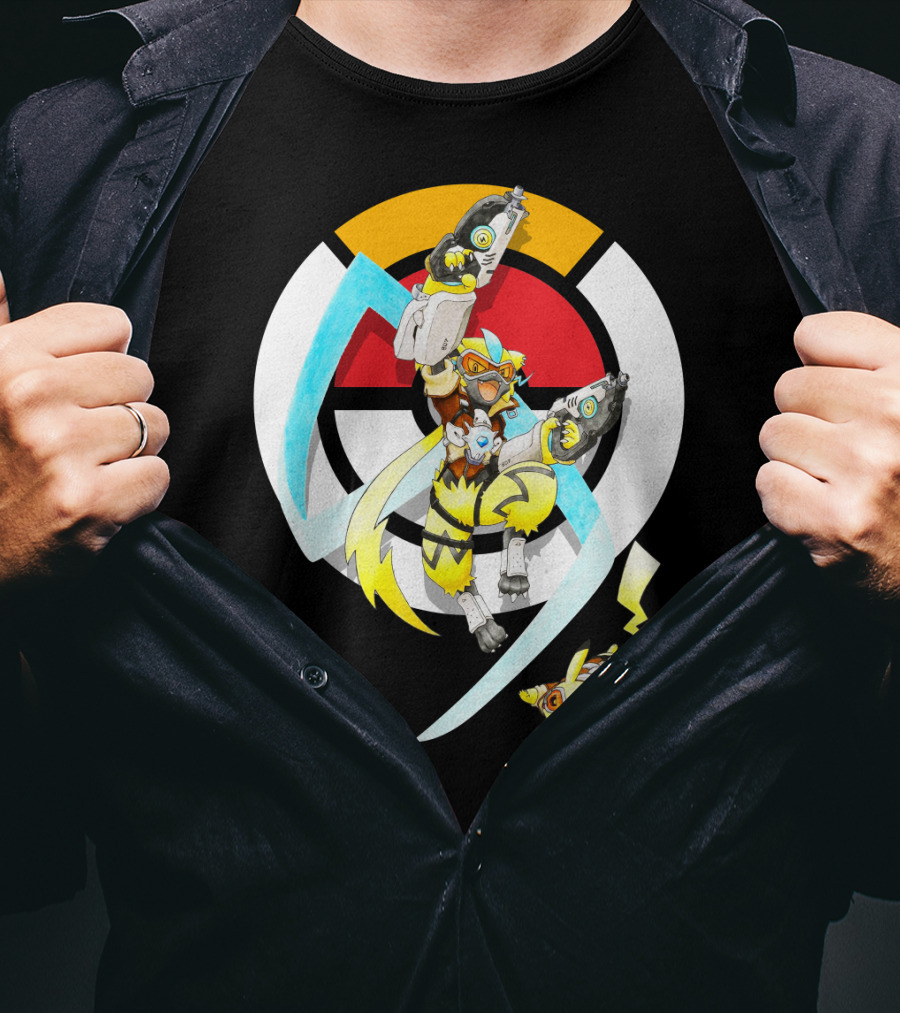 Pokemon X Zeraora X Pikachu Overwatch Style Battle T-Shirt