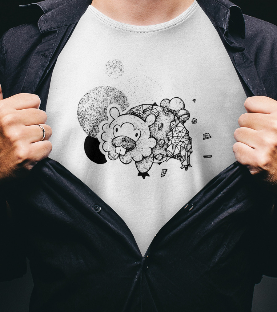 Geometric Pokemon Bidoof Dotwork Triangle T-Shirt