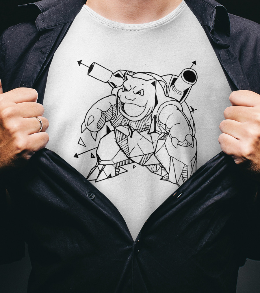 Geometric Pokemon Blastoise Crystalline Structure T-Shirt