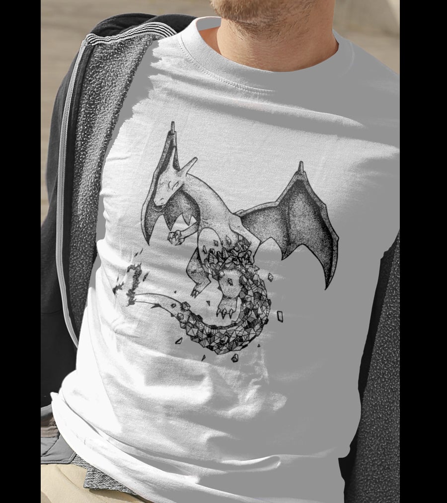 Geometric Charizard Pokemon Crystal Fragmented T-Shirt