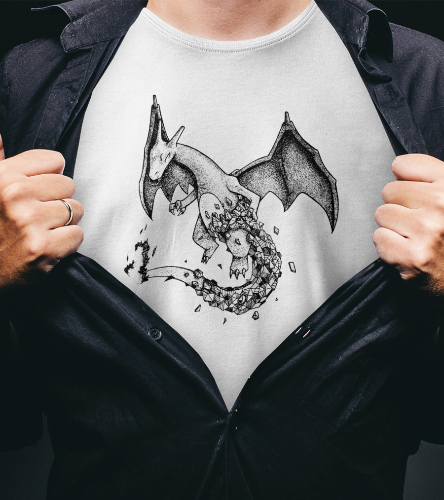 Geometric Charizard Pokemon Crystal Fragmented T-Shirt