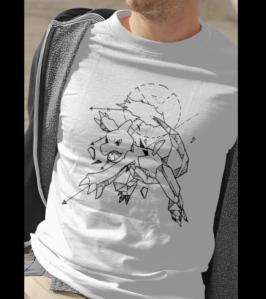Geometric Charmeleon Pokemon Sketch T-Shirt
