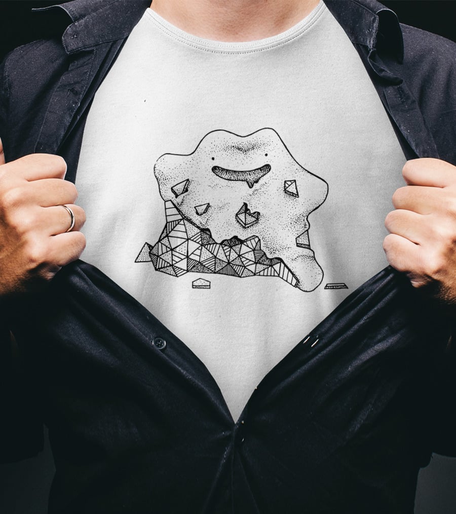 Geometric Ditto Pokemon Triangular Pixel Mash-Up T-Shirt