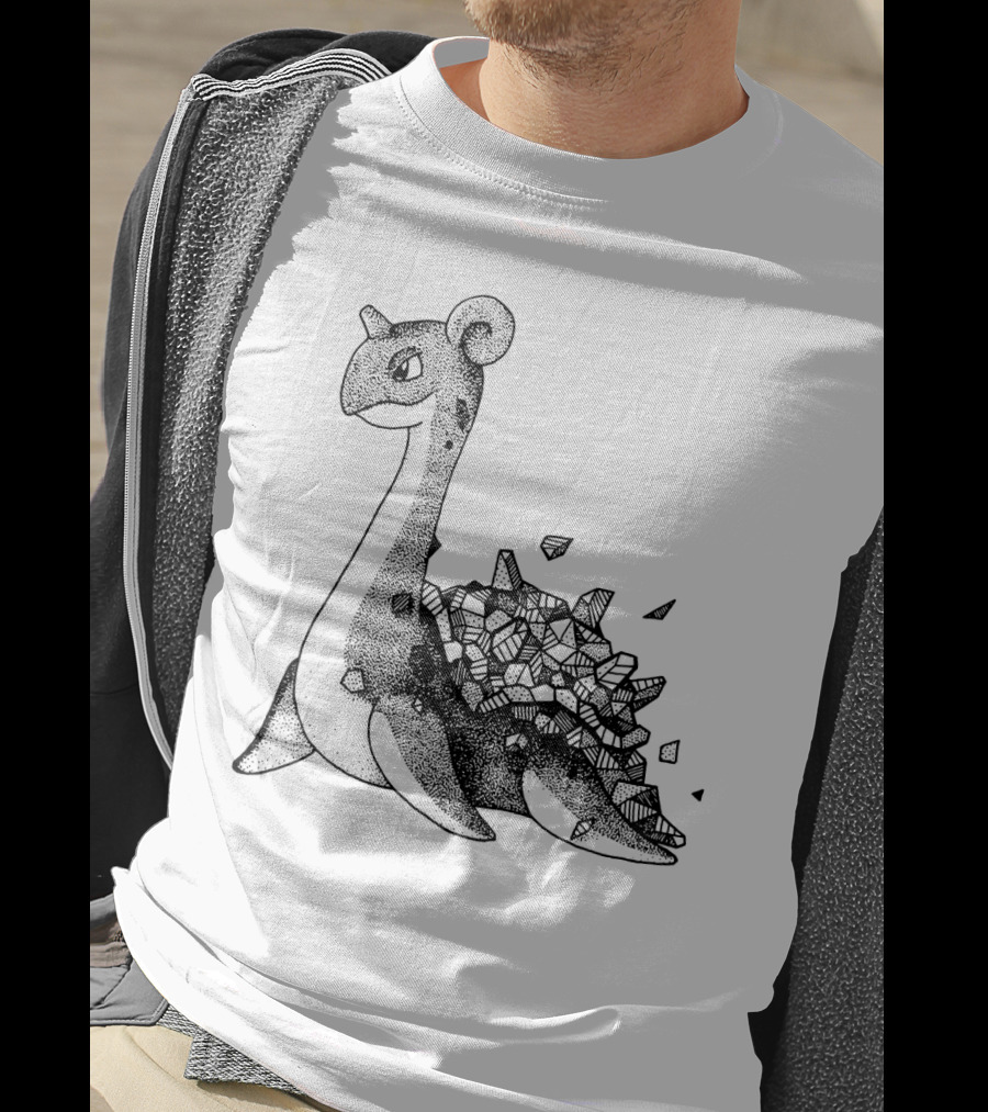 Geometric Style Lapras Pokemon Sketch T-Shirt