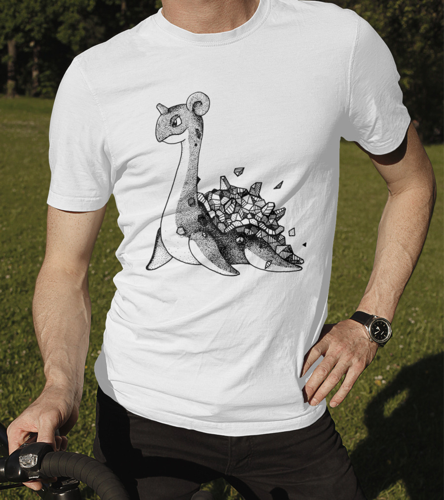 Geometric Style Lapras Pokemon Sketch T-Shirt