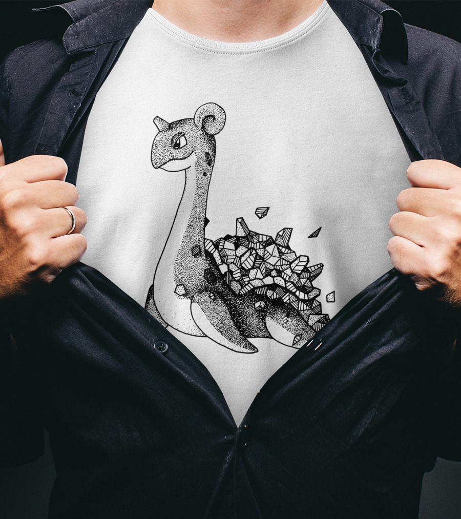 Geometric Style Lapras Pokemon Sketch T-Shirt