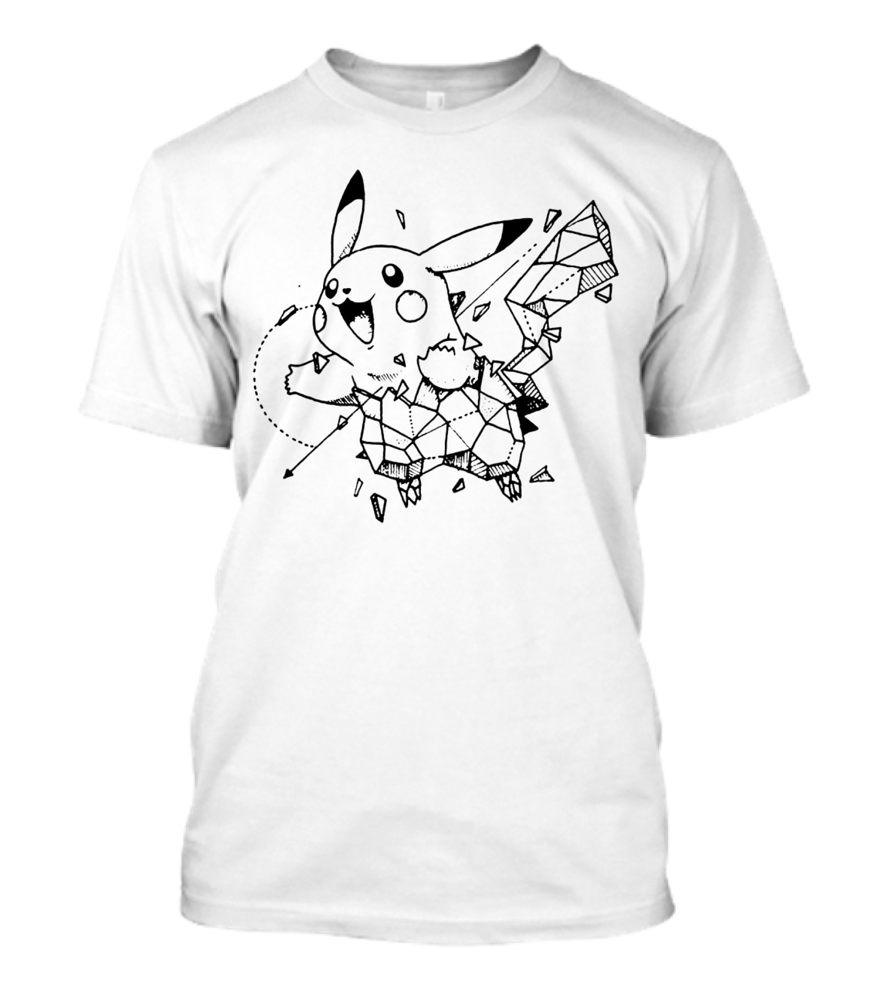 Geometric Pokemon Pikachu Outline Sketch T-Shirt