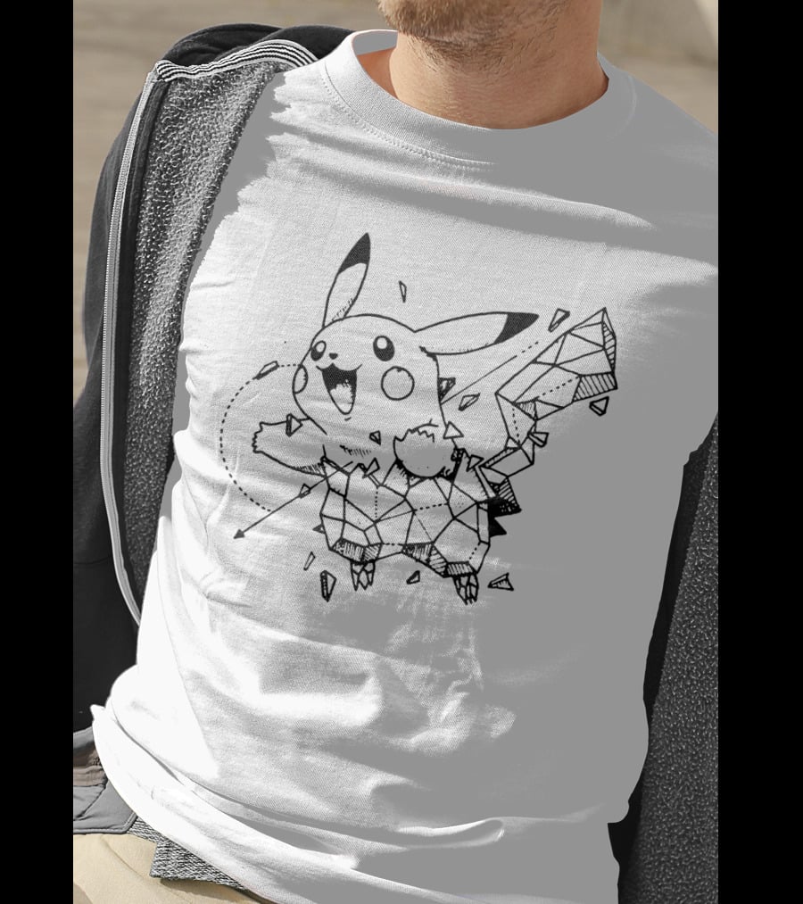 Geometric Pokemon Pikachu Outline Sketch T-Shirt