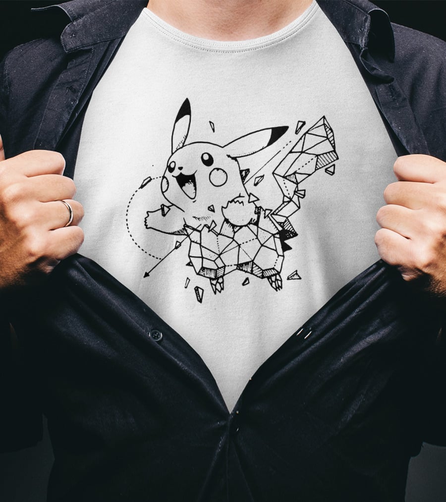 Geometric Pokemon Pikachu Outline Sketch T-Shirt