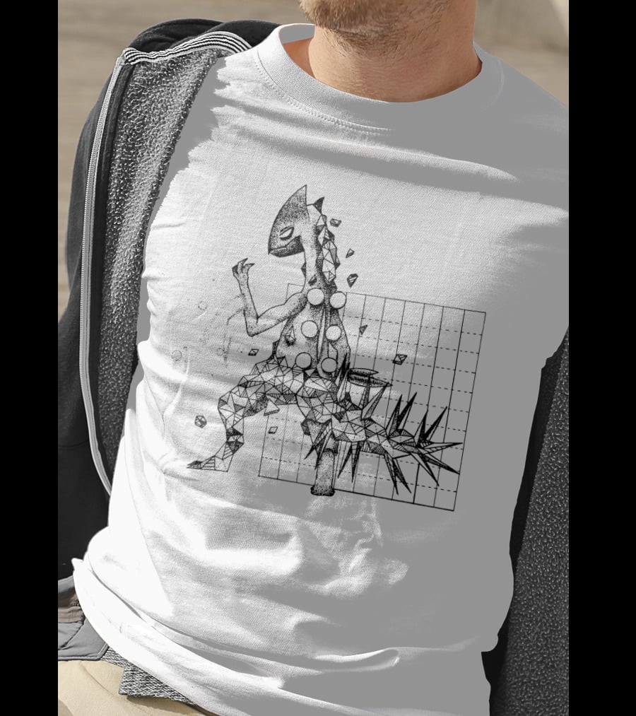 Geometric Pokemon Sceptile Dotwork Art With Spiky Tail T-Shirt