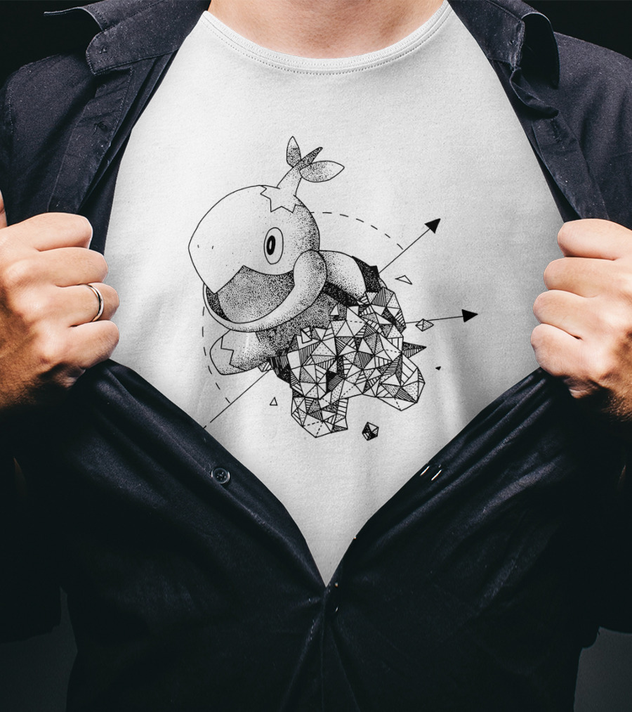 Geometric Pokemon Turtwig Dot Work Pointillism T-Shirt