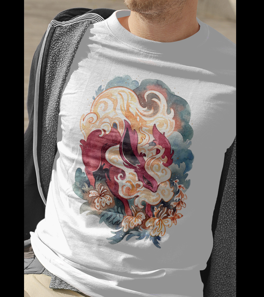 Watercolor Pokemon Flareon Smoke And Flames T-Shirt