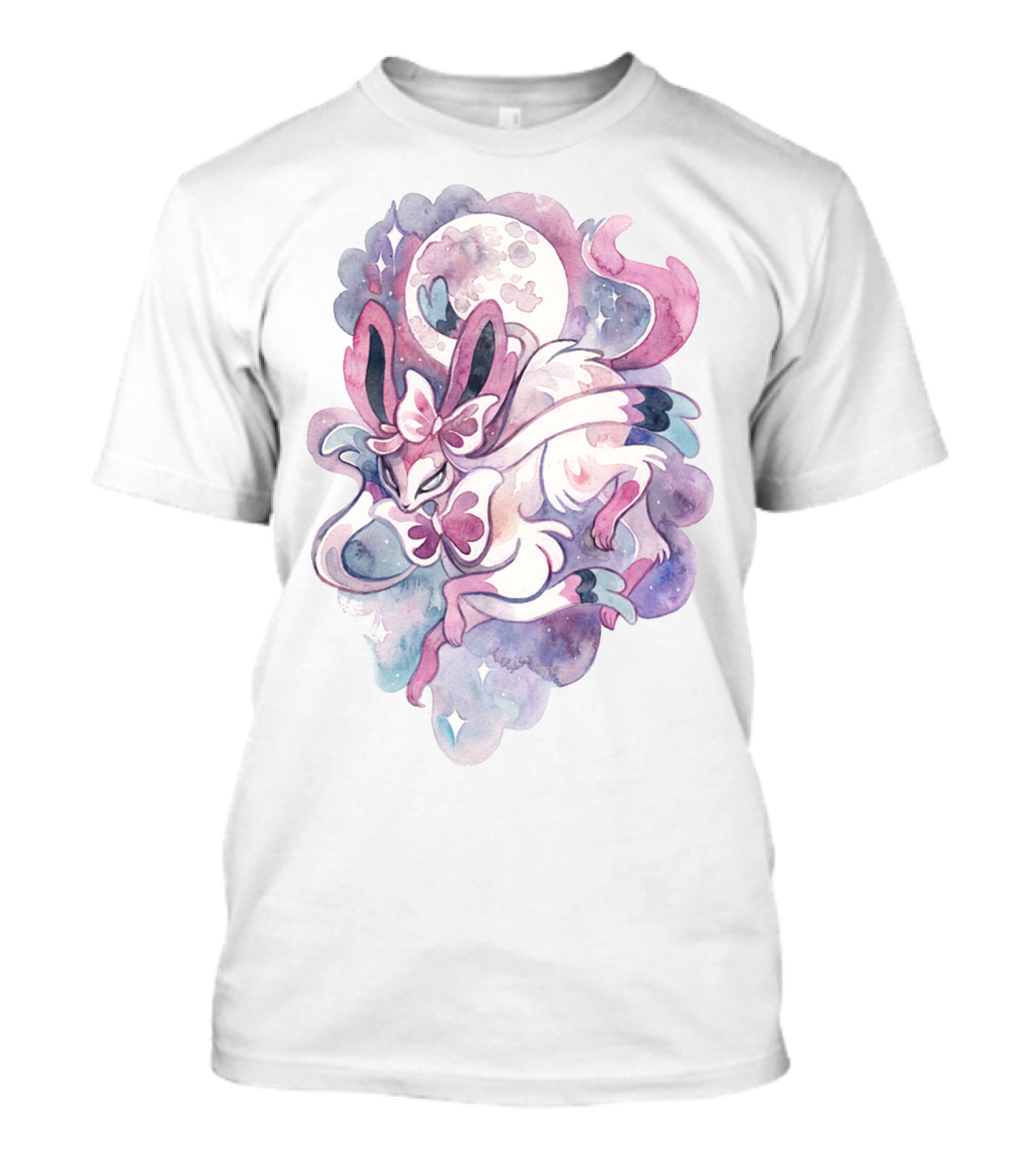 Watercolor Pokemon Sylveon Lunar Moonlight Pastel Fantasy T-Shirt