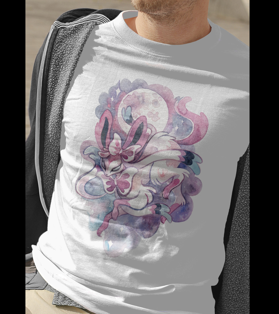 Watercolor Pokemon Sylveon Lunar Moonlight Pastel Fantasy T-Shirt