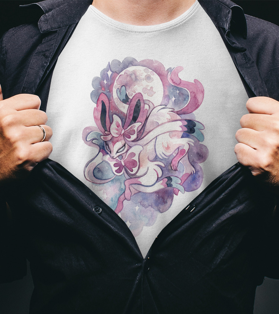 Watercolor Pokemon Sylveon Lunar Moonlight Pastel Fantasy T-Shirt