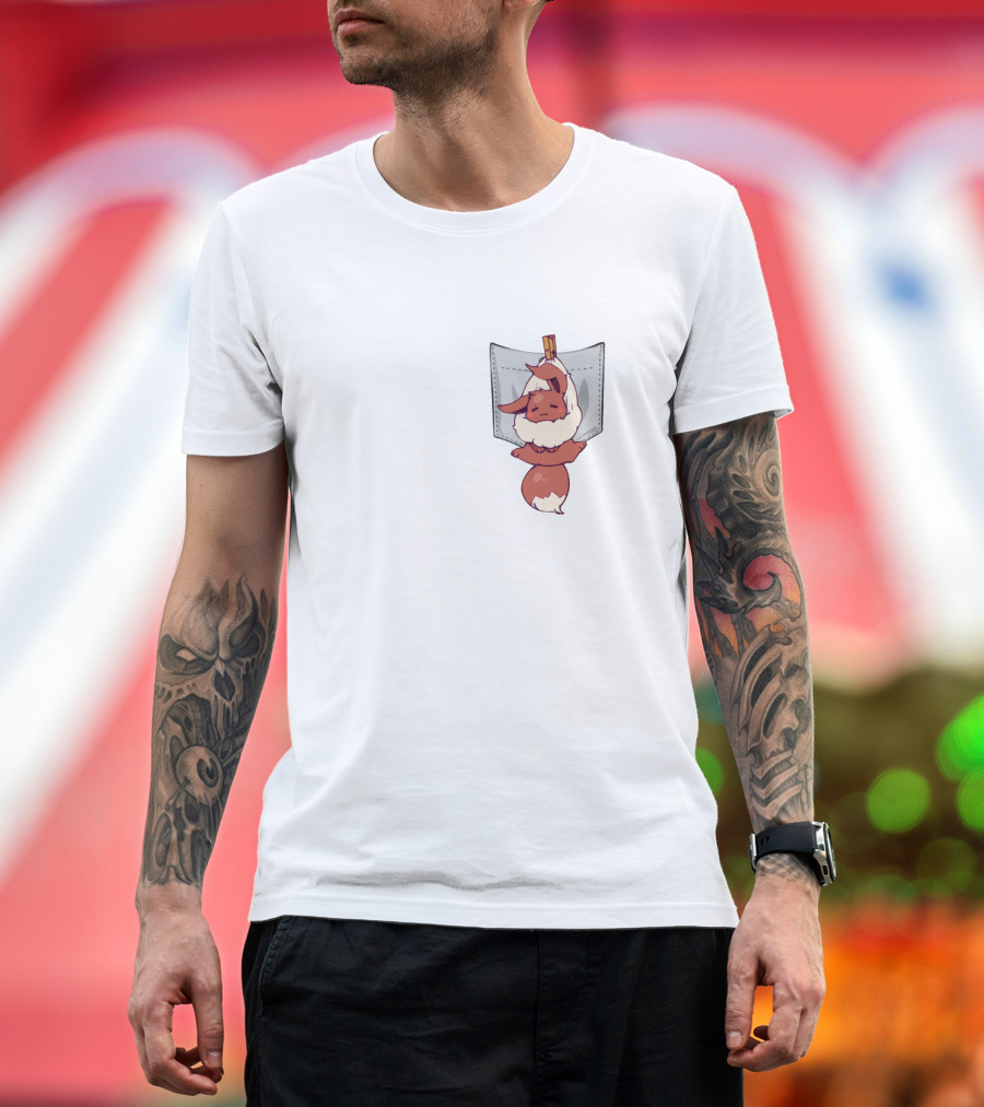 Eevee Pokémon Hanging Cute Pocket T-Shirt