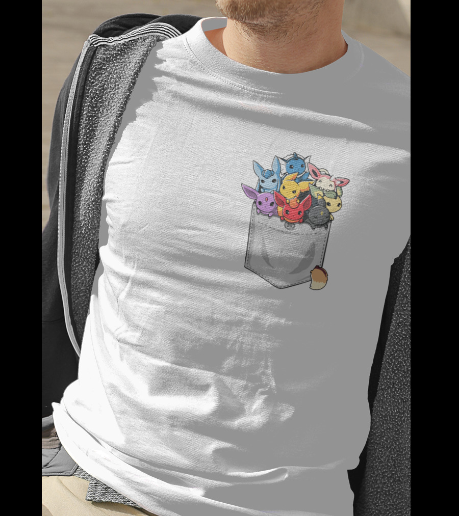 Eeveelution Pokemon Pocket Cute Character Collection T-Shirt