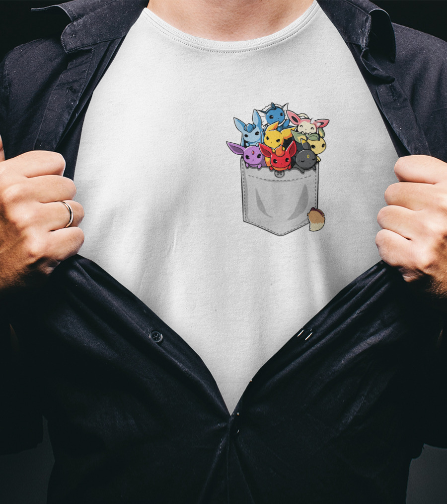 Eeveelution Pokemon Pocket Cute Character Collection T-Shirt