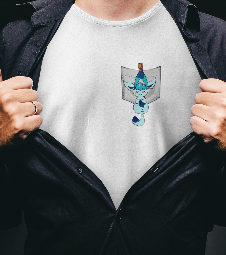 Glaceon Pokemon Pocket Cute Ice Type Creature Playful T-Shirt