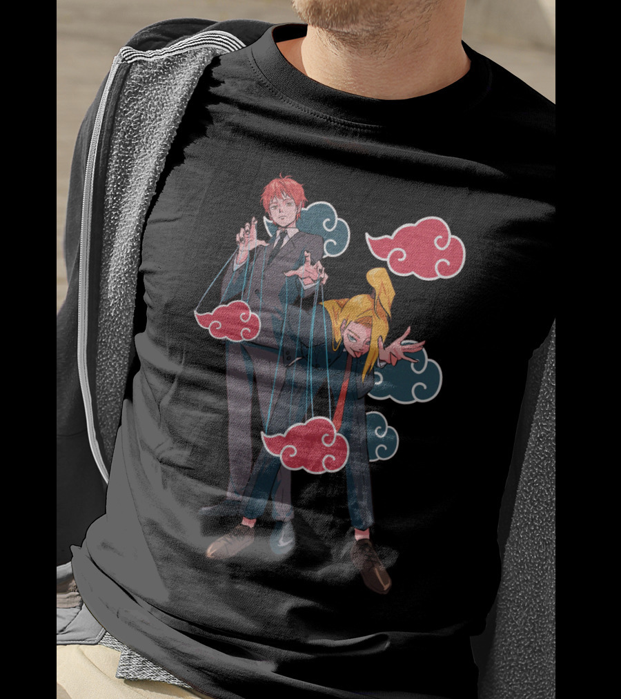 Deidara Sasori Akatsuki Puppet Masters With Clouds T-Shirt