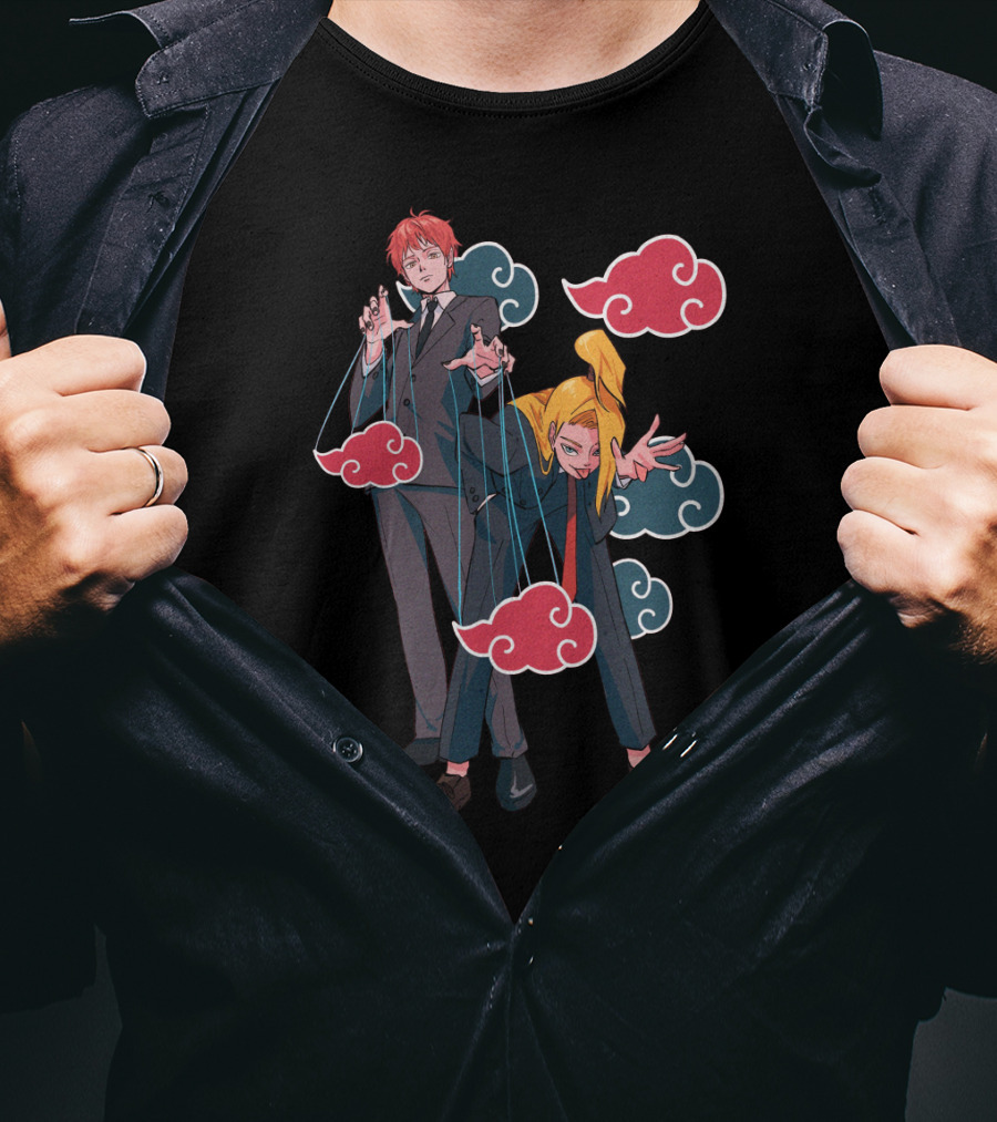 Deidara Sasori Akatsuki Puppet Masters With Clouds T-Shirt