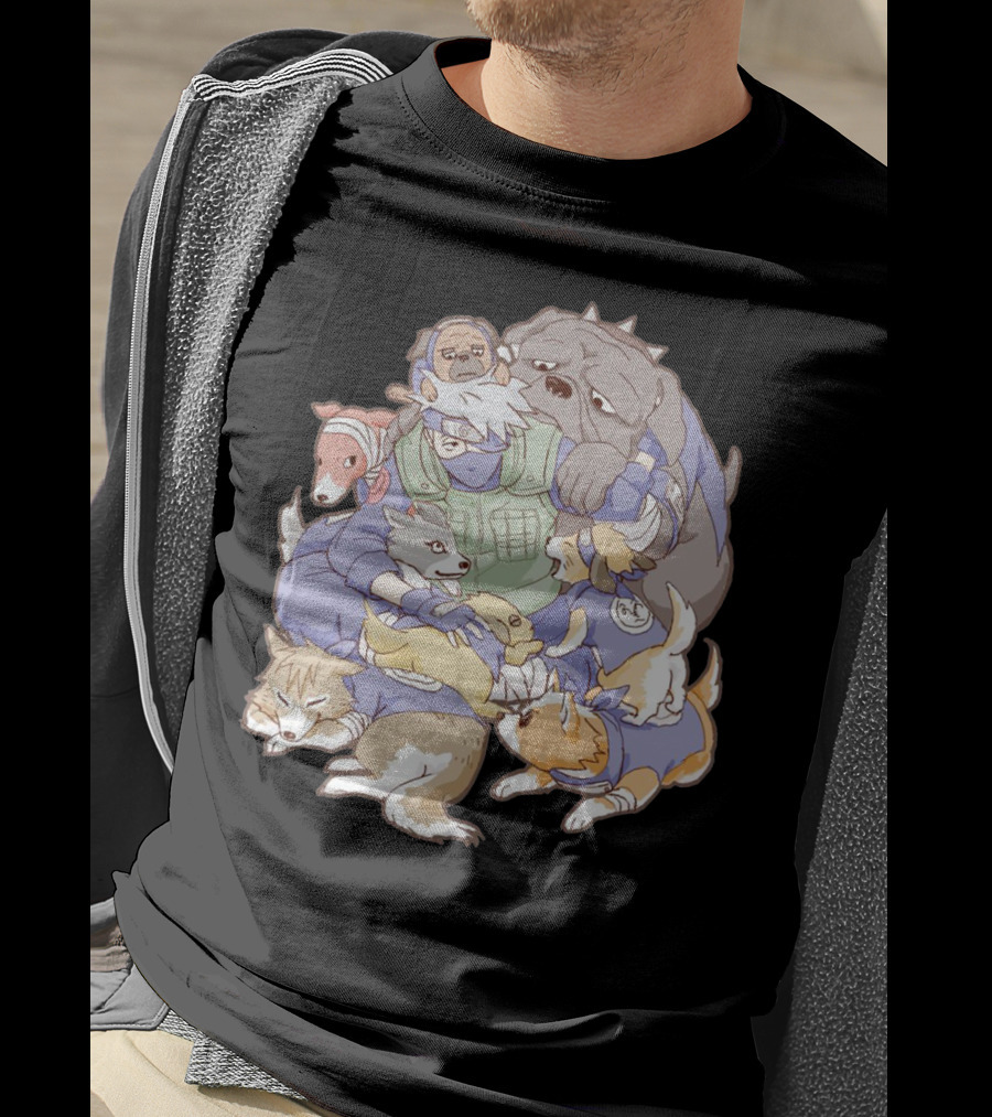 Kakashi Hatake Surrounded By Pack Of Ninken Dogs T-Shirt
