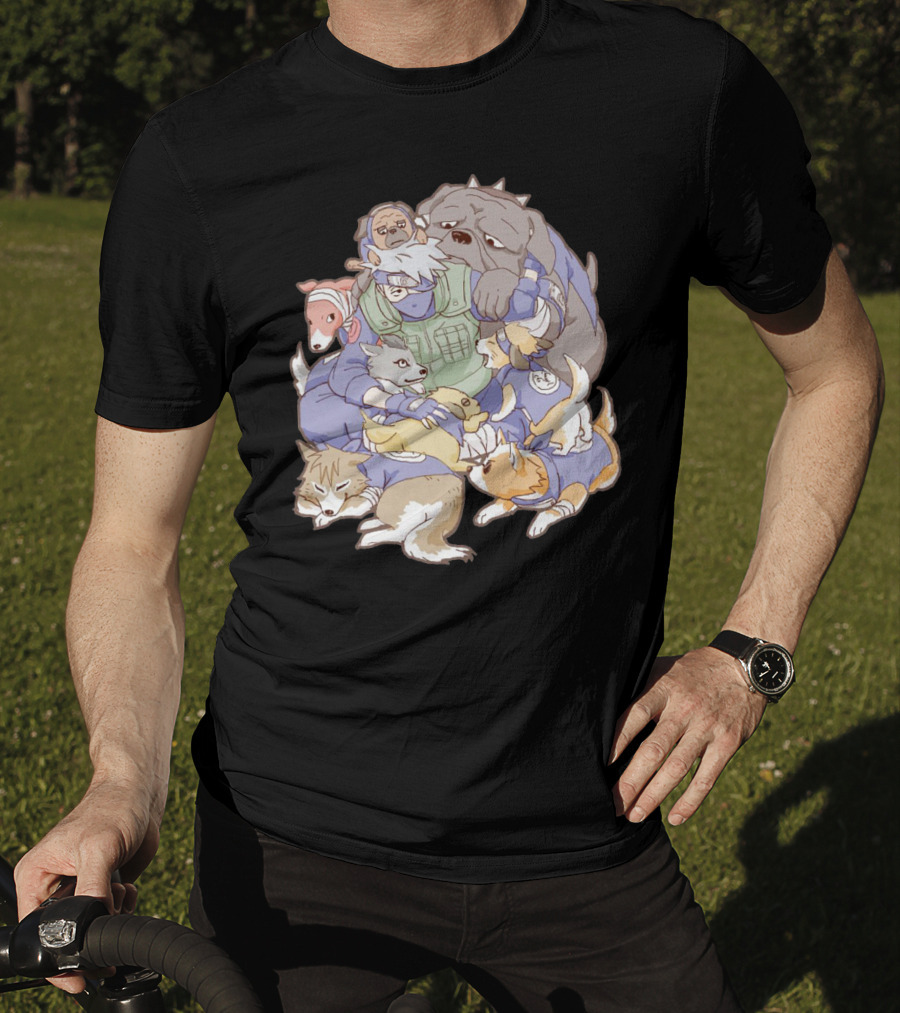 Kakashi Hatake Surrounded By Pack Of Ninken Dogs T-Shirt