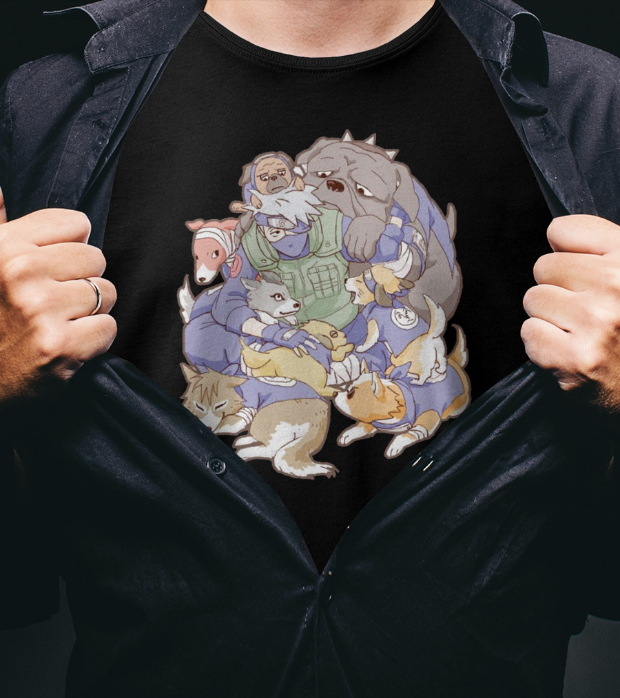 Kakashi Hatake Surrounded By Pack Of Ninken Dogs T-Shirt