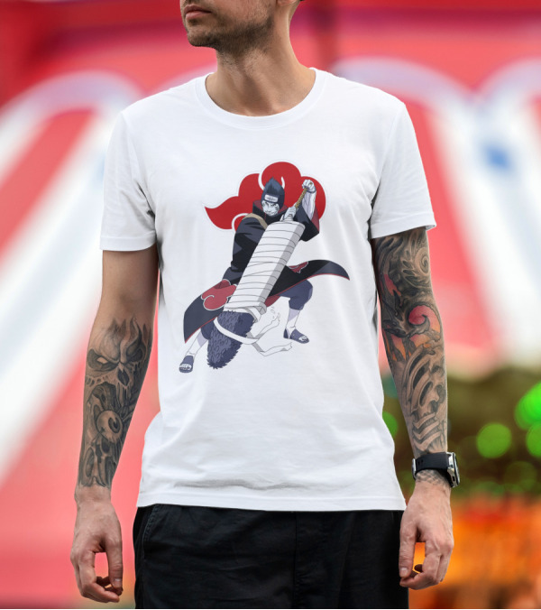Premium T-Shirt: Kisame Hoshigaki Akatsuki Member Wielding Samehada with Red Cloud T-Shirt Kisame Hoshigaki Akatsuki Member Wielding Samehada with Red Cloud T-Shirt